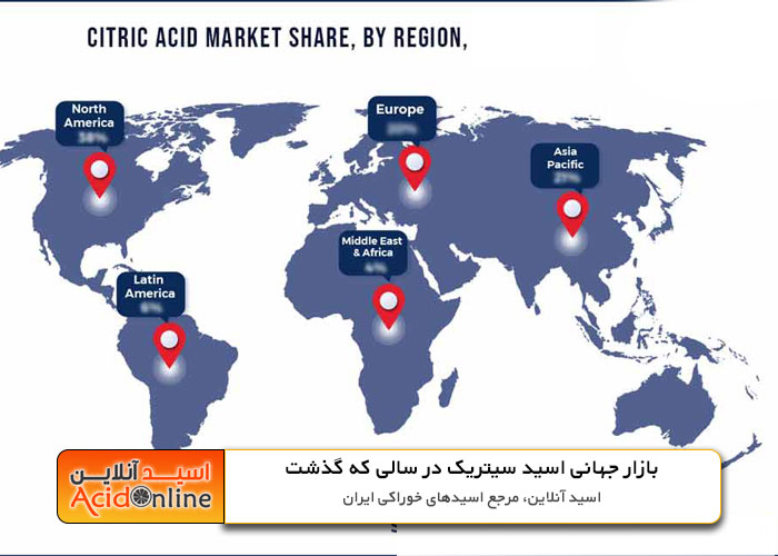 بازار جهانی اسید سیتریک روی نقشه